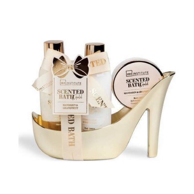 SET SCENDED BATH MANTARIN AND GRAPEFRUIT GOLD HEEL SET SCENDED BATH MANTARIN AND GRAPEFRUIT GOLD HEEL