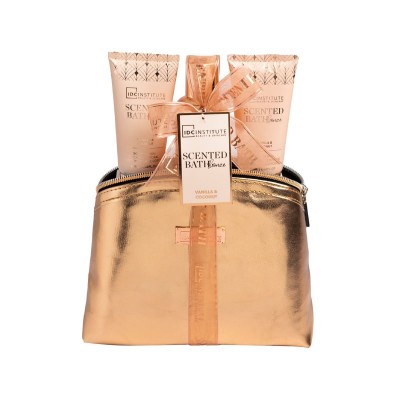 SET IDC SCENDED BATH BRONZE BAG VANILLA AND COCONUT SET IDC SCENDED BATH BRONZE BAG VANILLA AND COCONUT